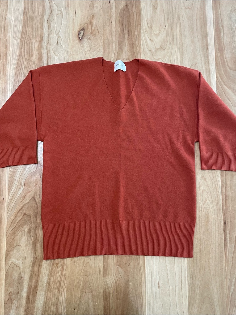 Aritzia Wilfred Free Copper Sweater V-Neck 3/4 Sleeve Size Medium (2)